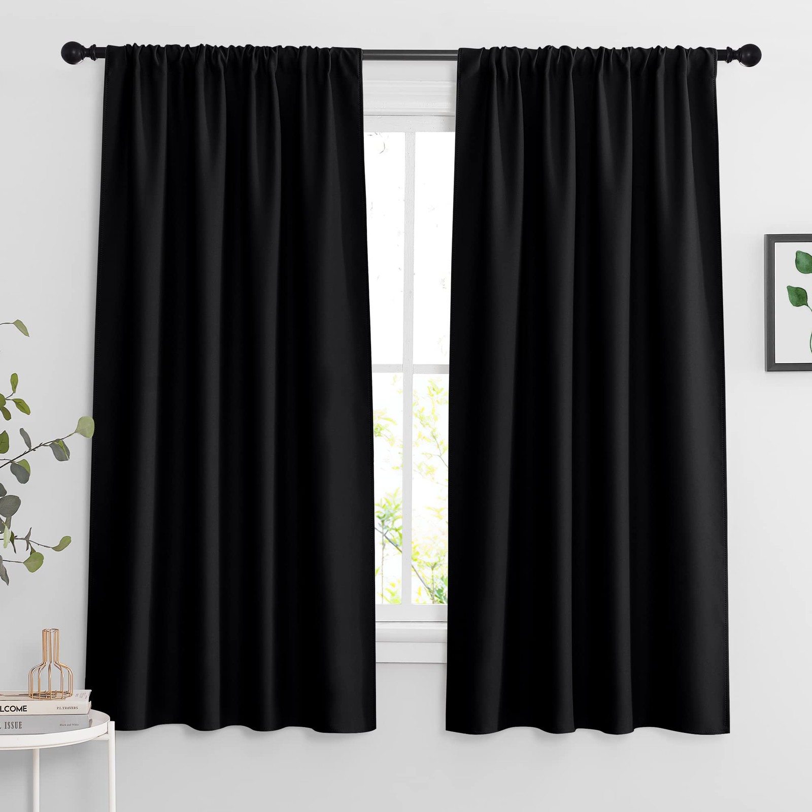 RYB HOME Blackout Curtains for Bedroom Living Room 63 inches Long, Thermal In…