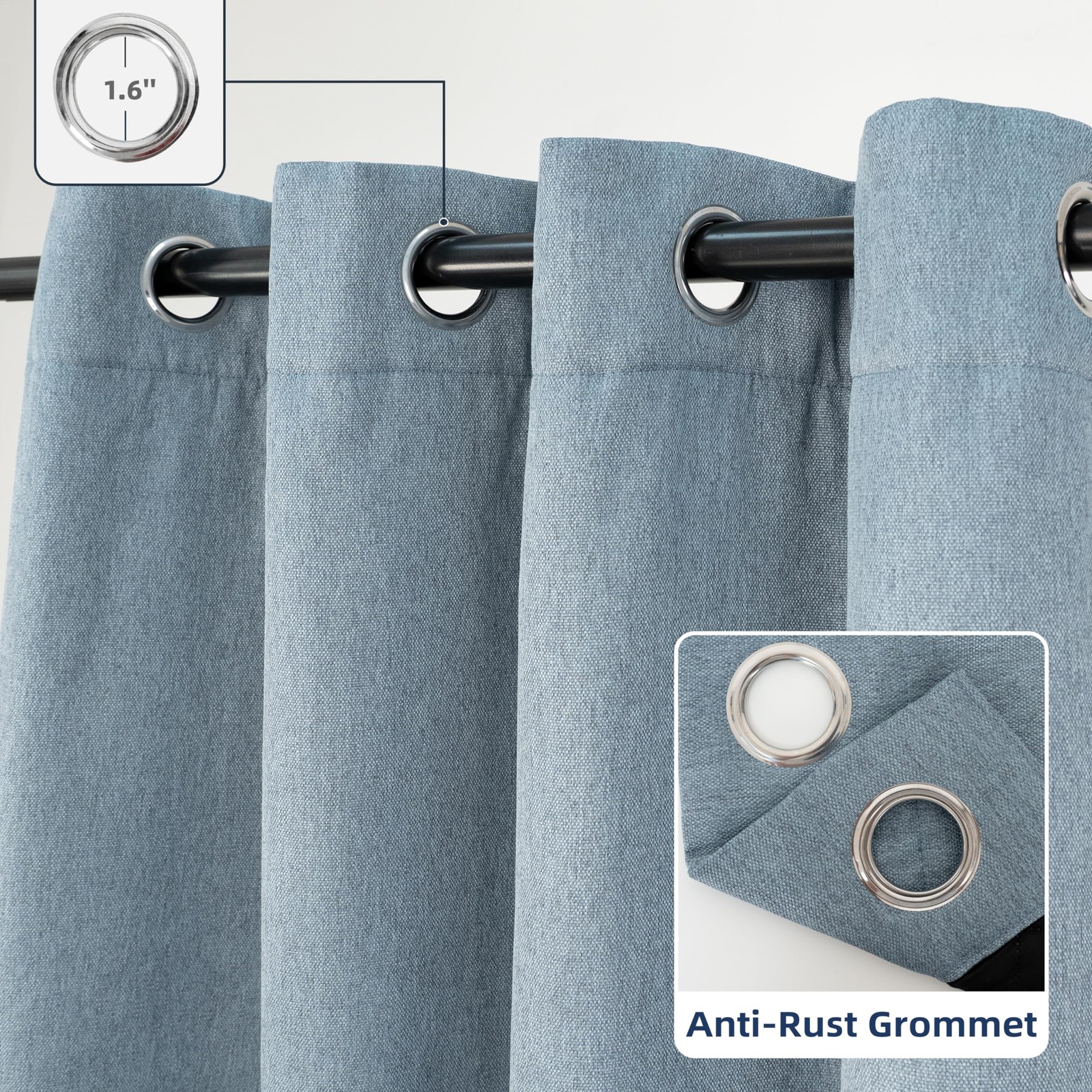 Blackout Soundproof Thermal Insulated Linen Textured Curtains with Quilted Th…