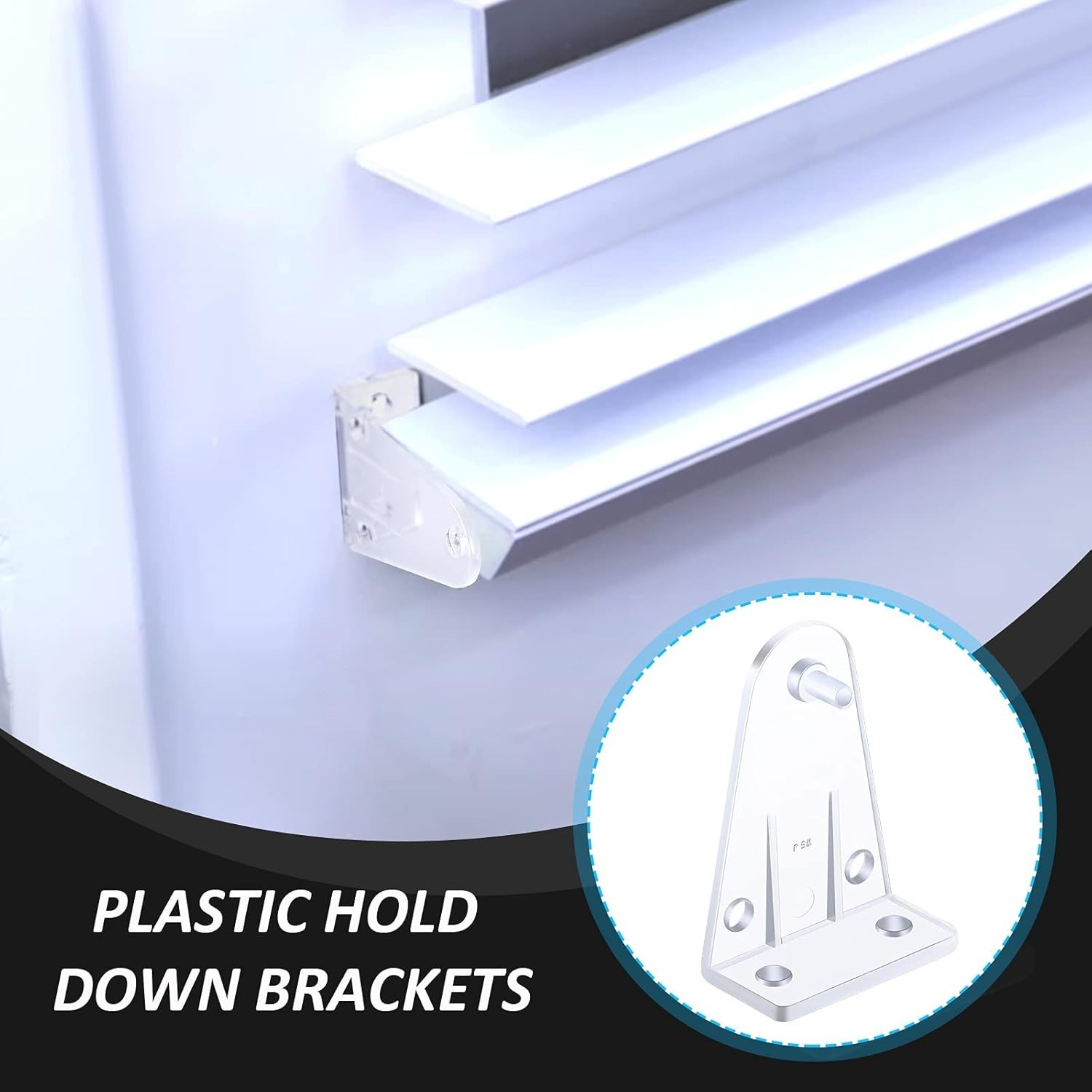 Universal 2 Inch Clear Plastic Blind Hold Down Brackets Replacement 4 Piece Set