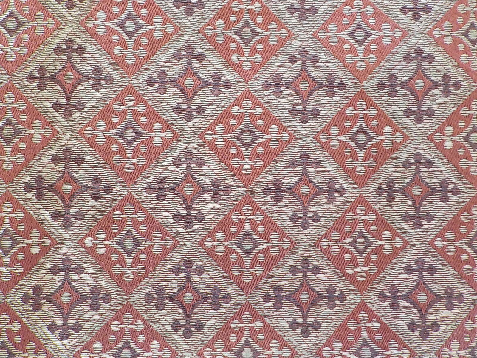 1 Curtain Valance Beaded Reddish-Rust-Brown Print 50 x 21