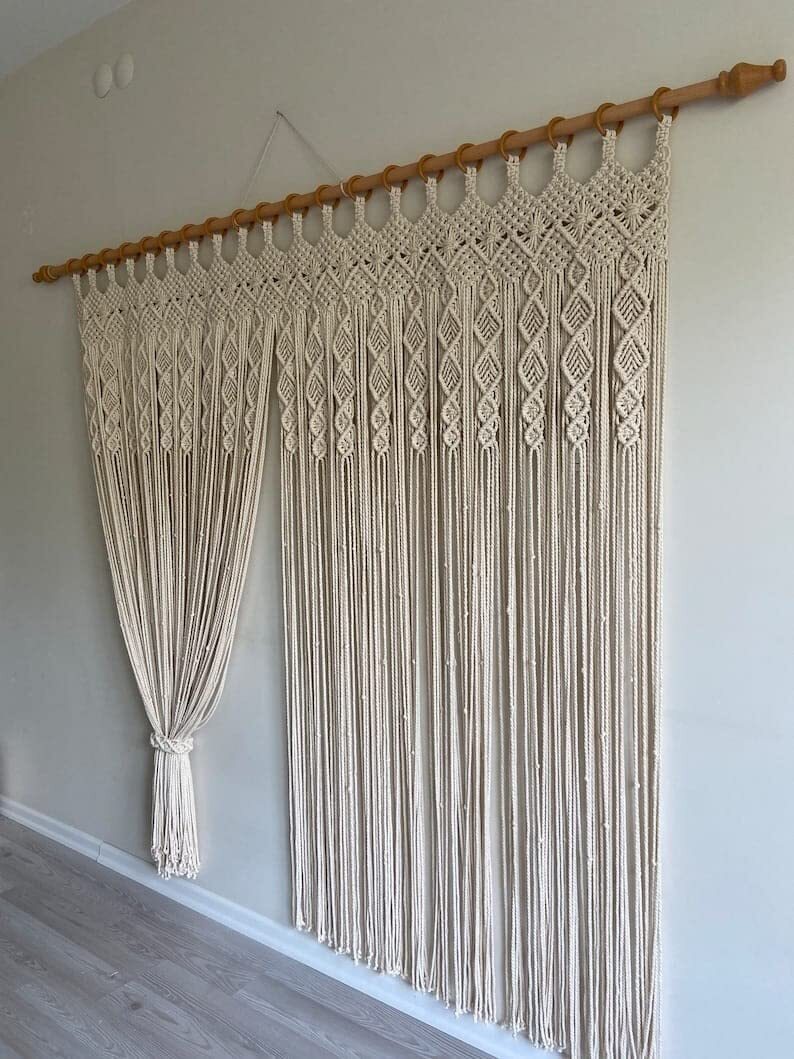 Macrame Bohemian Décor, Wall Hanging, Wall Décor, Macramé Curtain
