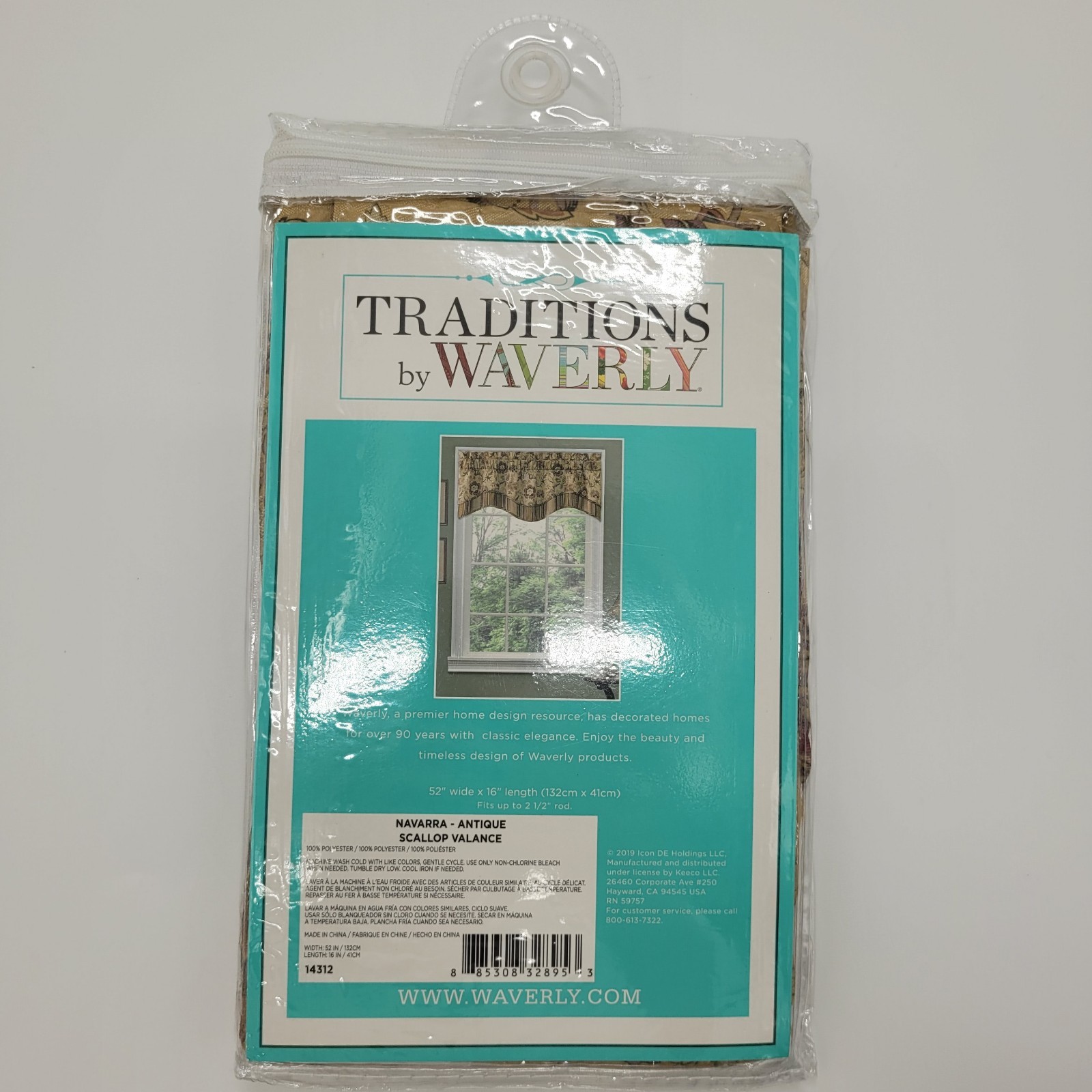 Traditions by Waverly Navarra Scallop Valance Traditional Style Floral 52×16 NEW