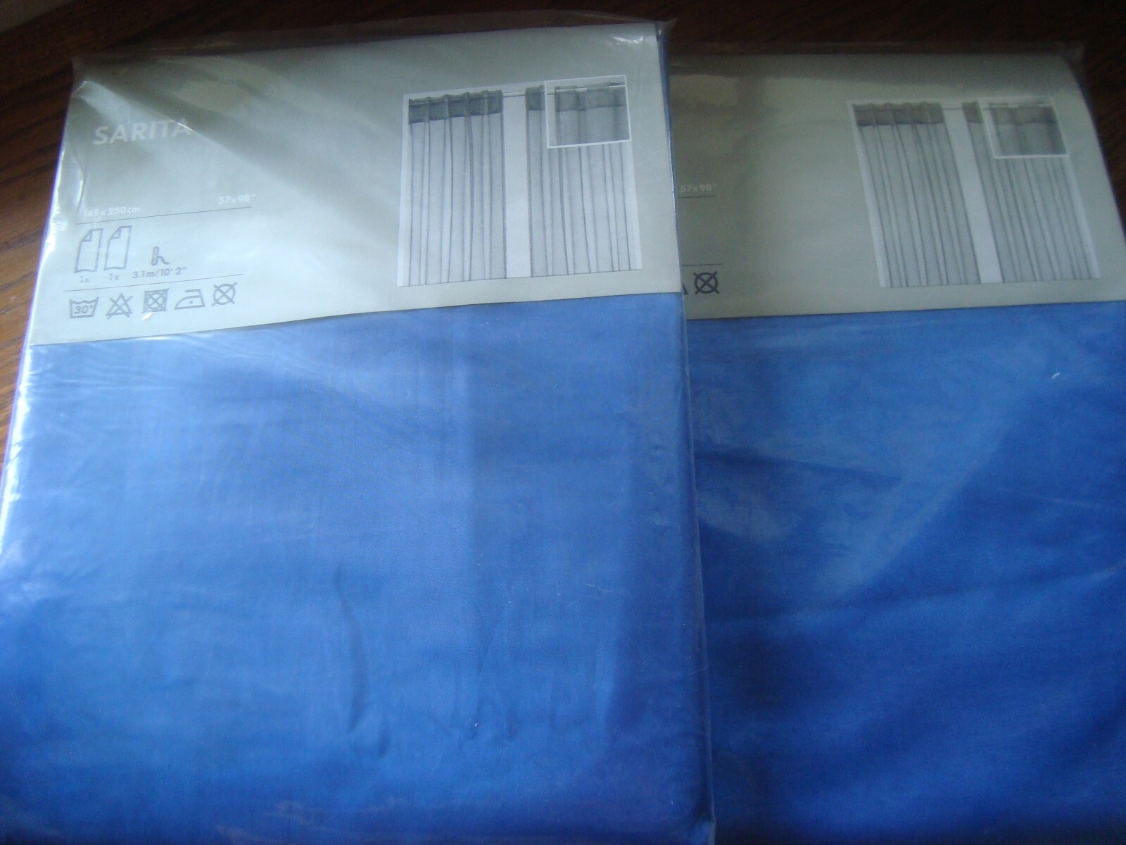 NEW 4 Sheer Curtain Panels 57 x 98″ (145 x 250 cm) with Hemming Strip BLUE NIP