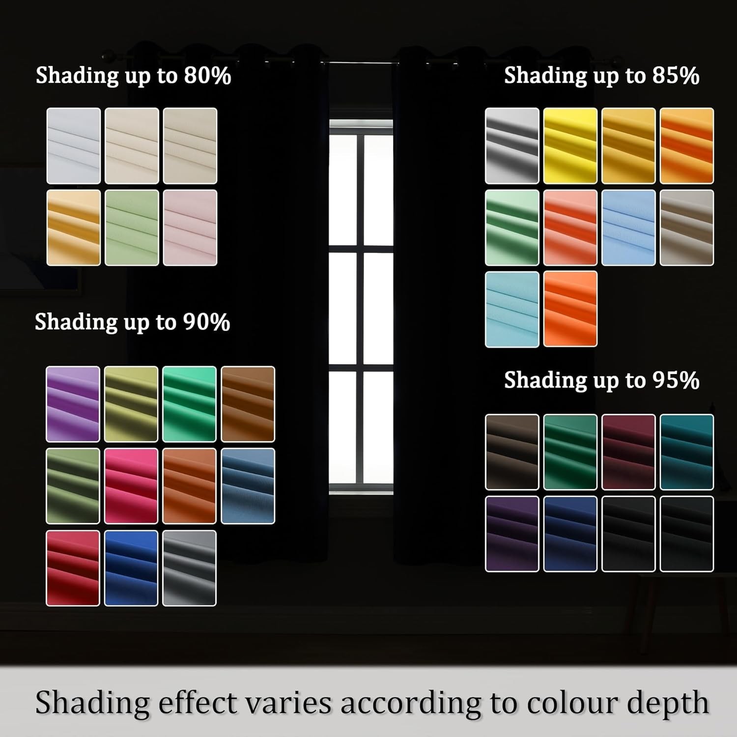 Thermal Insulated Drapes in Buttercream for Small Windows – 52×45 Inch