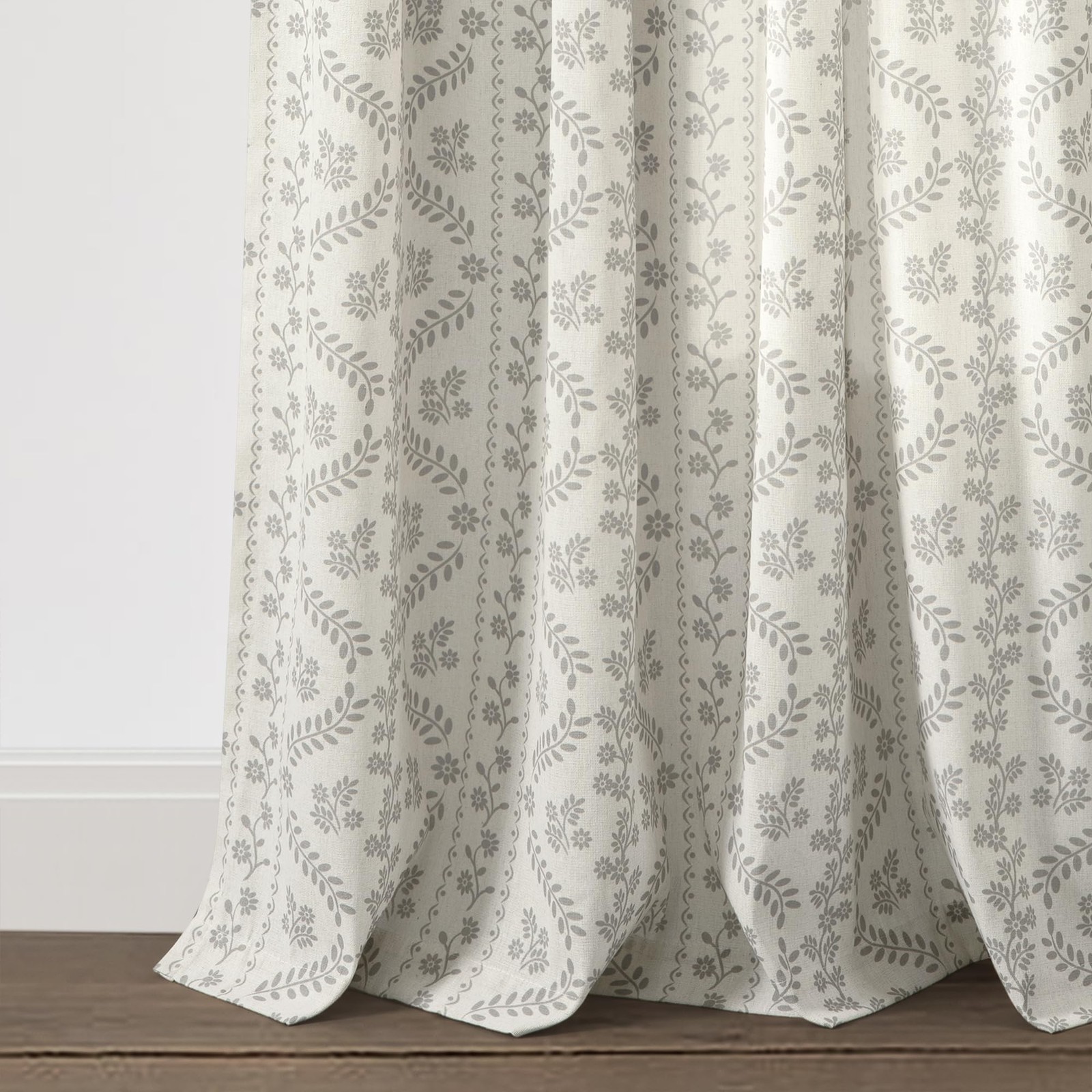 Doreen Delicate Floral Window Curtain Panels Pair 52″ W x 84″ L Gray – Floral…