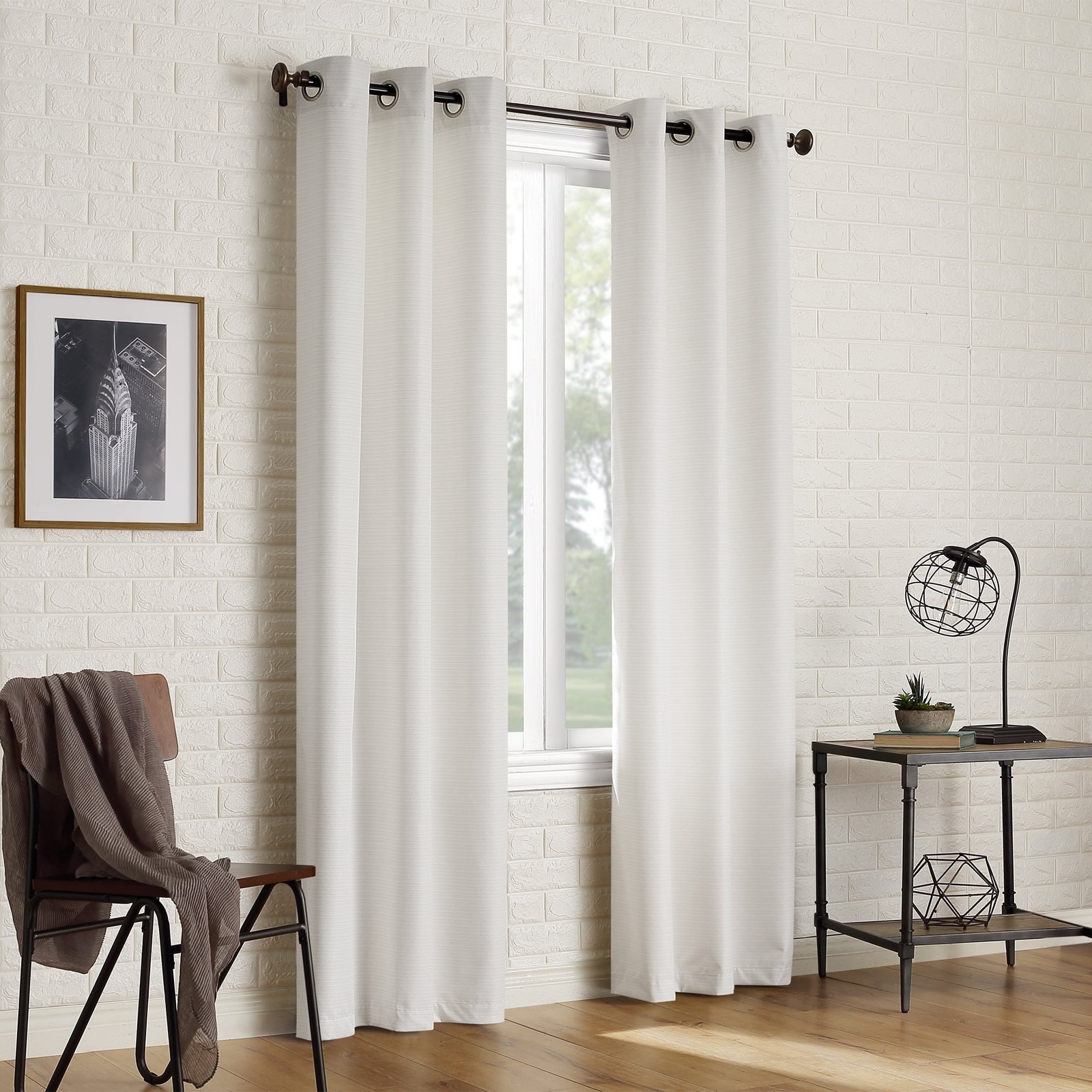 2-Piece Textured Thermal Insulated Room Darkening Grommet Curtain Panel Pair