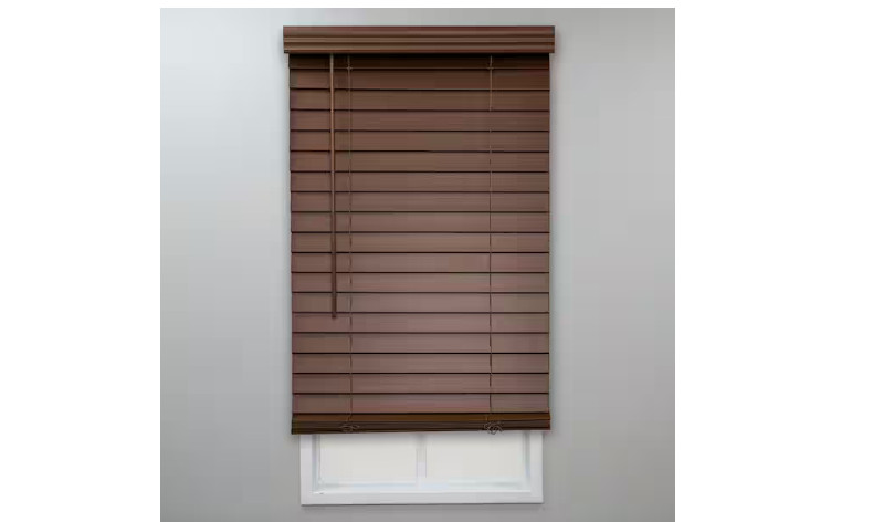 StyleWell Dark Oak Cordless Faux Wood Blind Room Darkening 23×48
