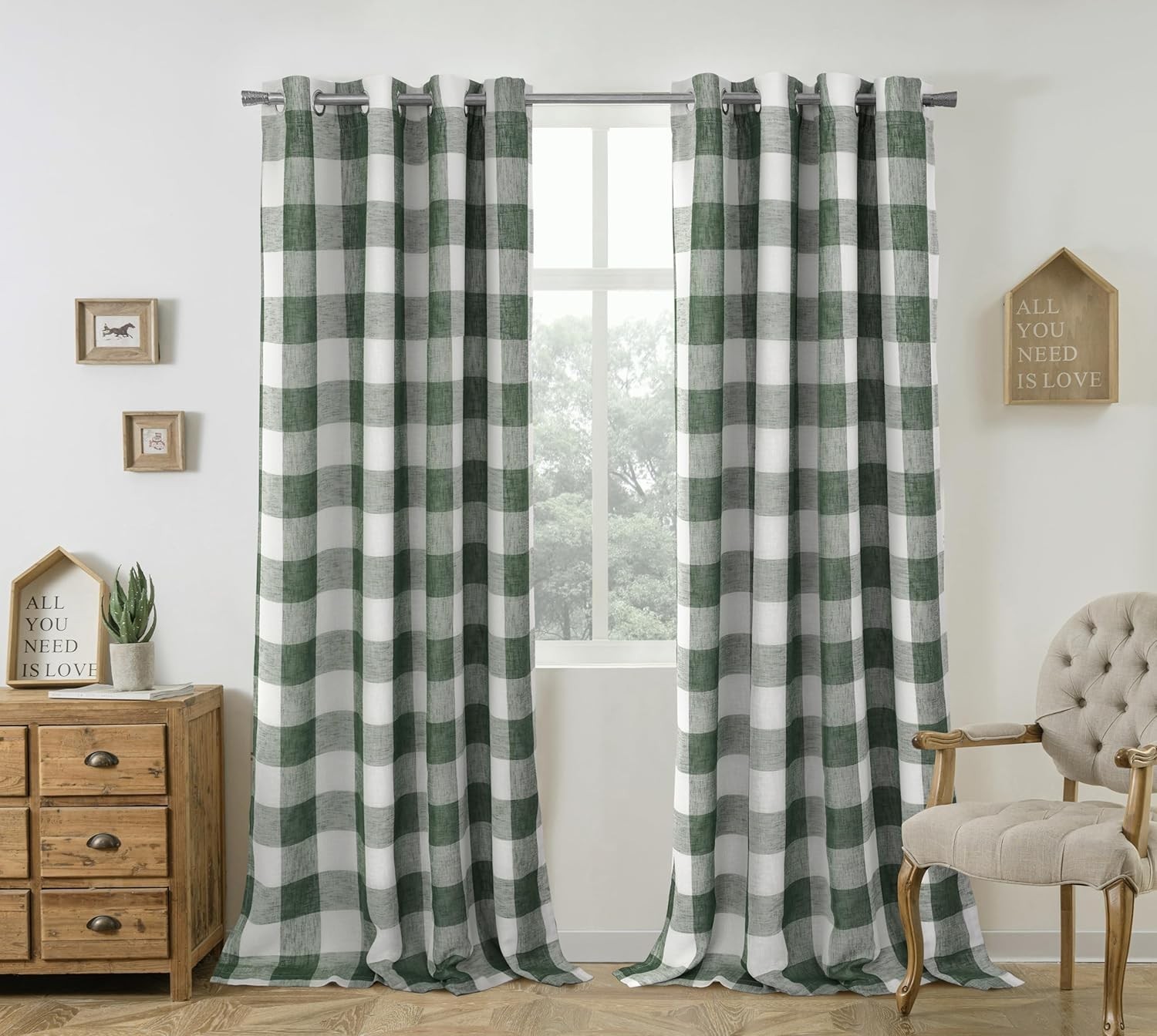 Buffalo Plaid Blackout Curtains 52×84 Loden Green – Set of 2