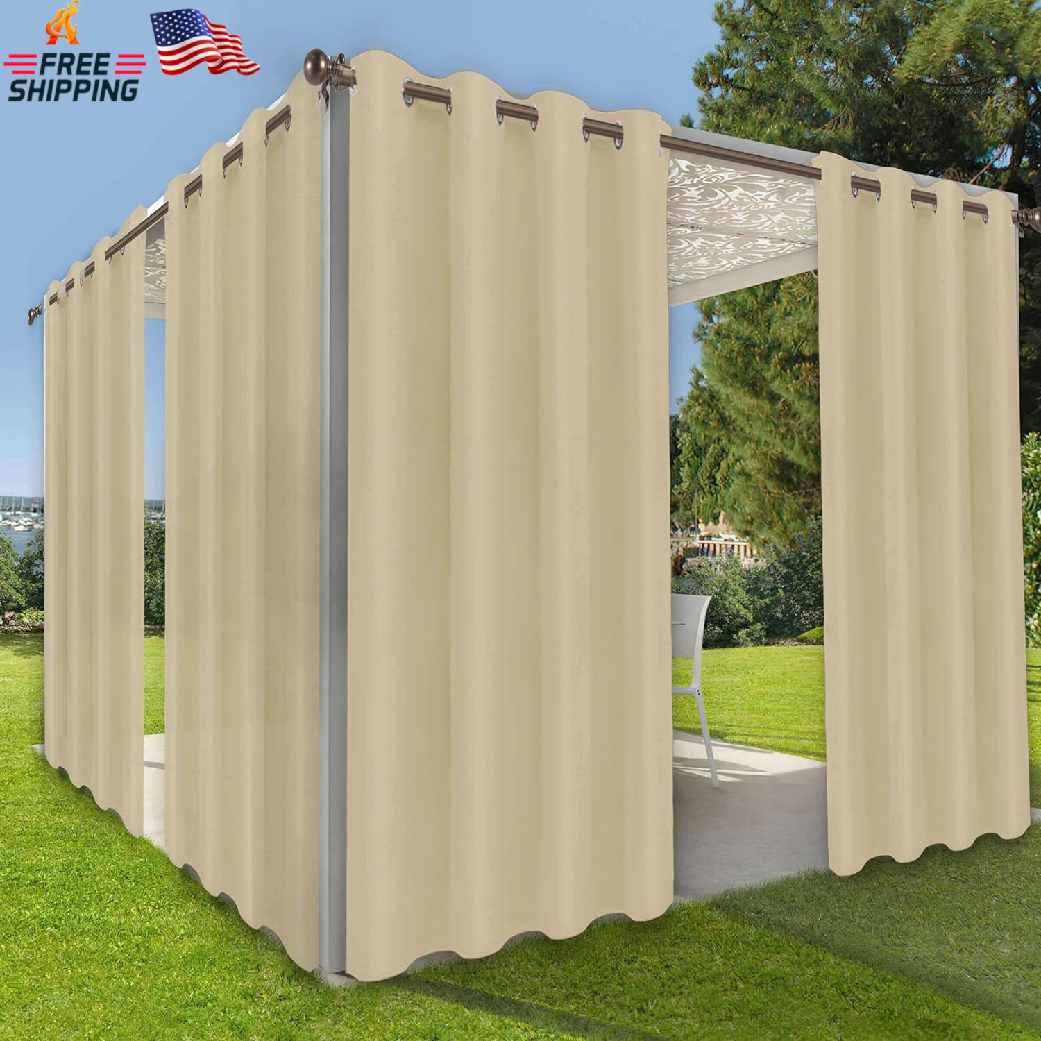 Outdoorlines Waterproof Indoor Outdoor Curtains for Patio-Privacy Sun Blocking G