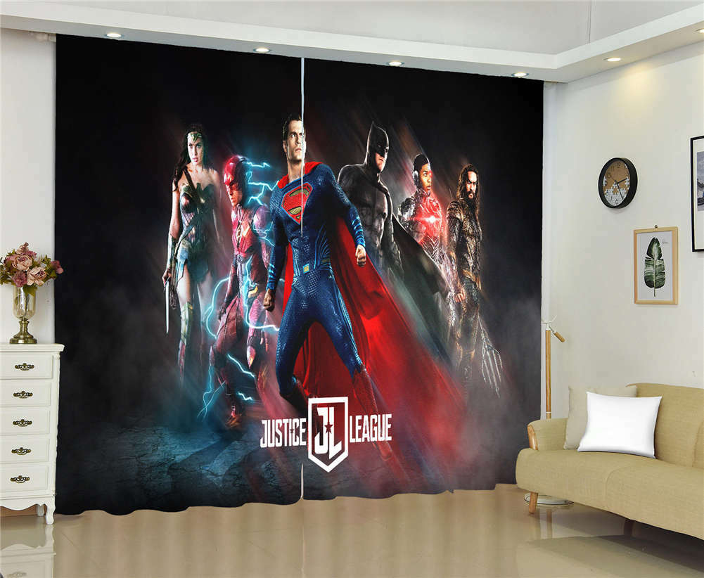 Blue Thunder Justice Alliance Printing 3D Blockout Curtains Fabric Window