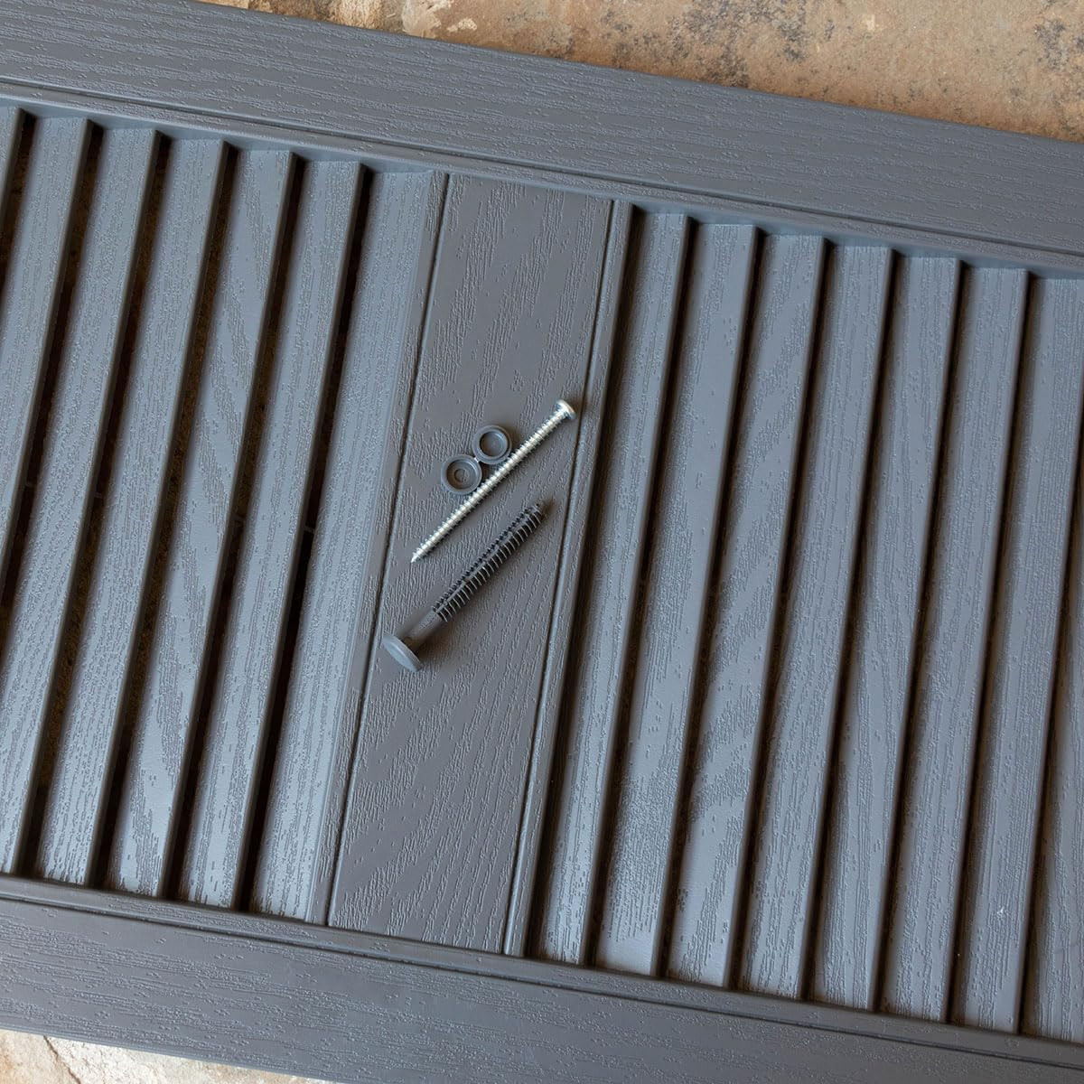 Black Raised Panel Shutters – 14.75″W x 51″H, Includes Installation Spikes