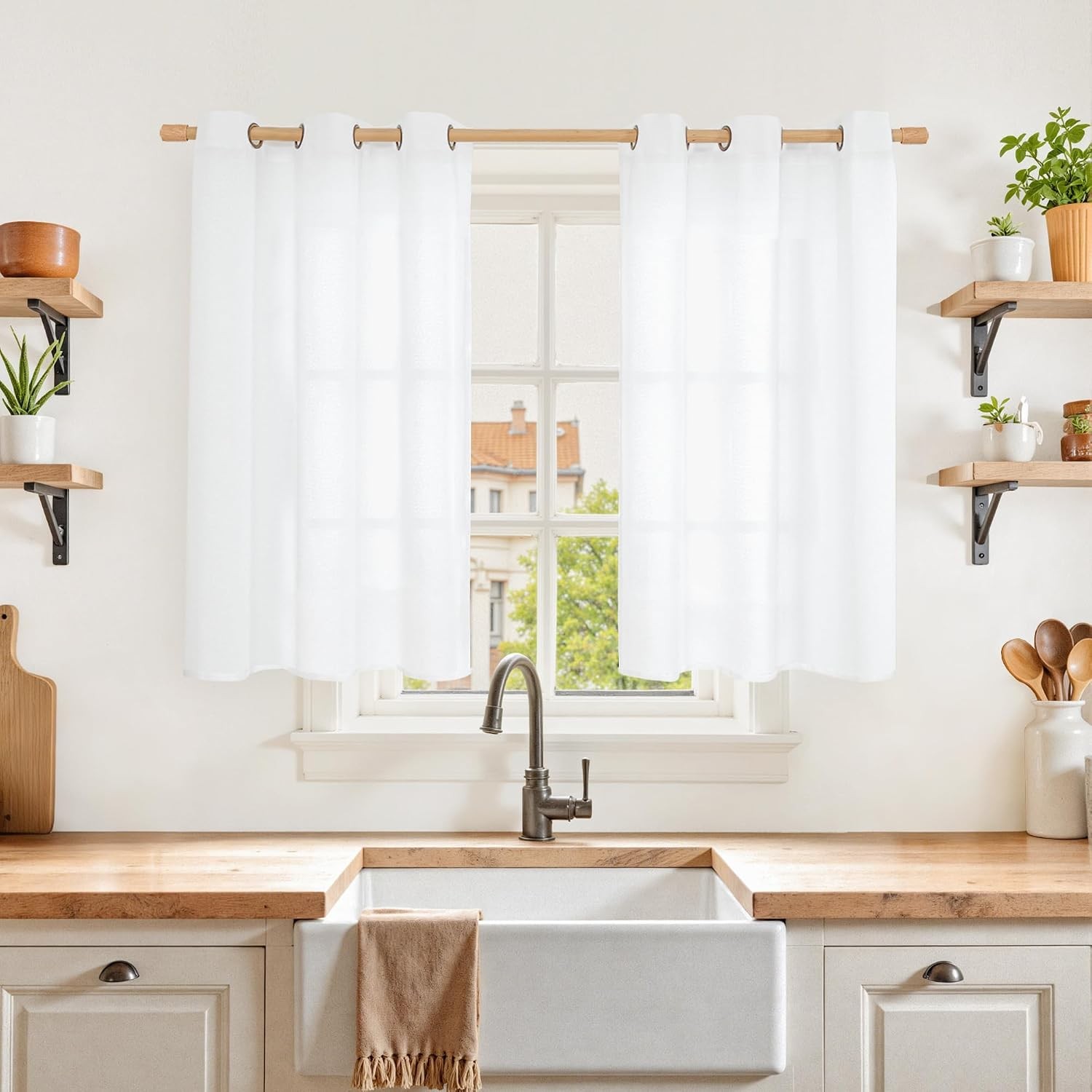 Long White Linen Curtains, Short Drapes