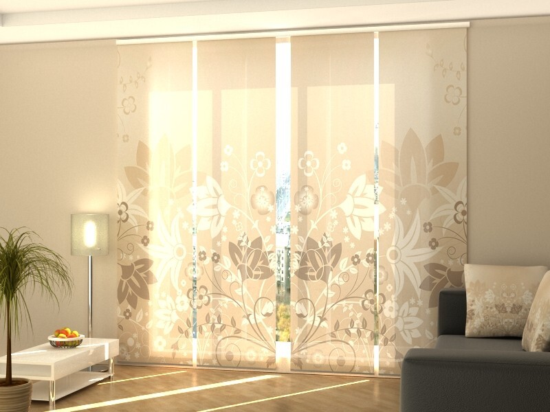 Panel Track Blinds for Sliding Glass Door, any sizes – Abstract Designer Flowers