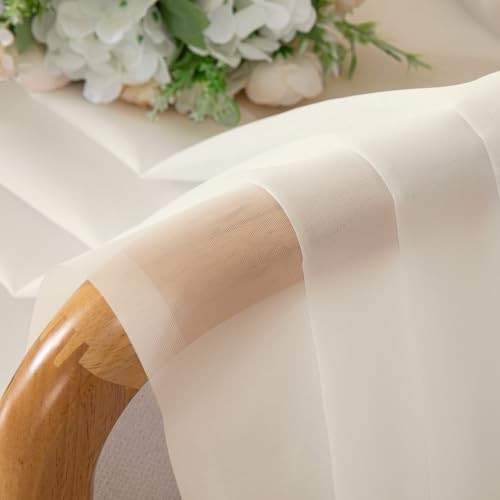 Sheer Curtains 63 Inch Length 2 Panels Set for 42″W x 63″L (Pack of 2) Cream