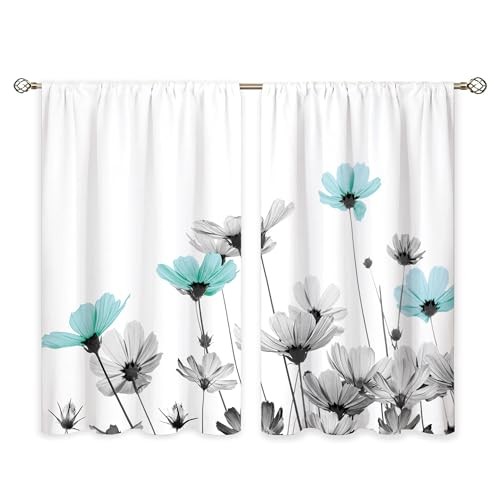 Farmhouse Teal Grey Floral Kitchen 27.5″W x 39″L (Pack of 2) Teal Gray Flower