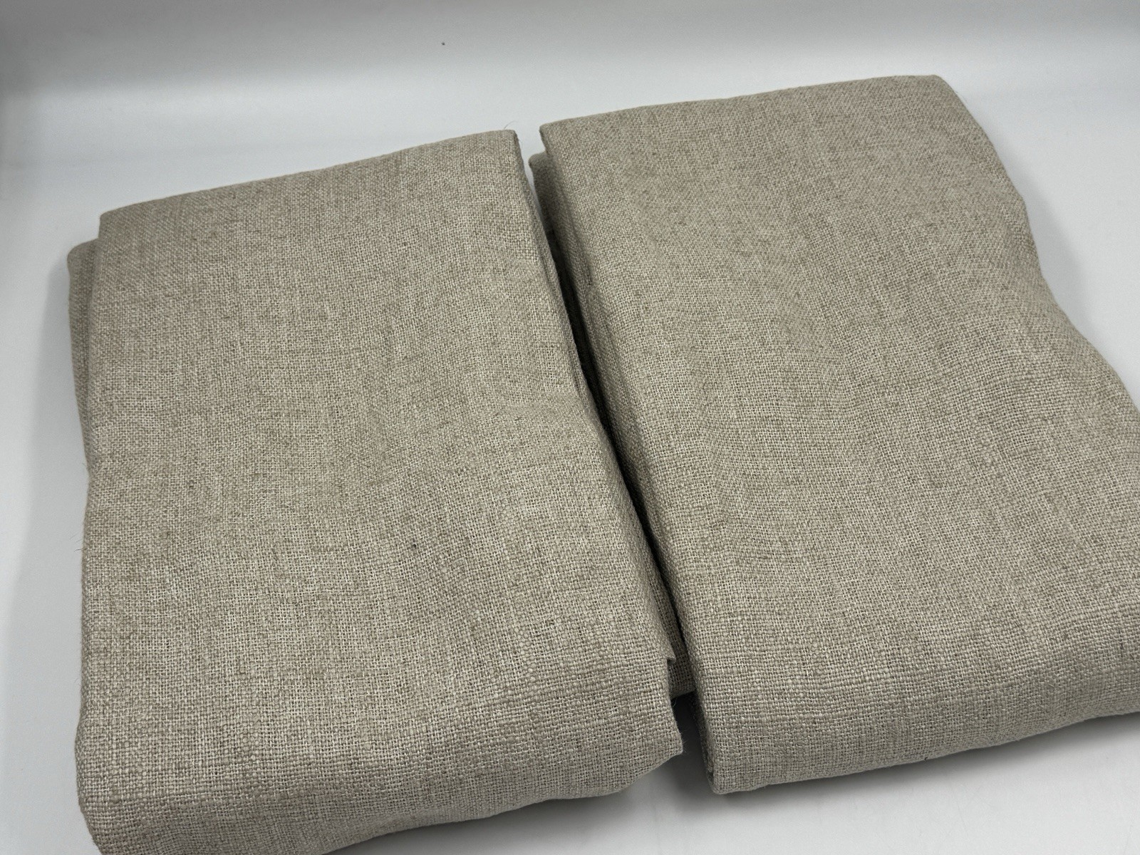 Set/2 West Elm Classic Heavyweight Linen Curtain, 48 X 84, Natural Flax Unlined