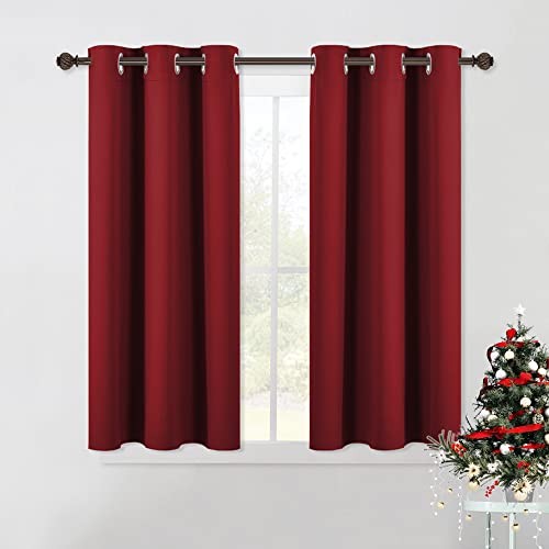 Christmas Window Curtains Blackout 42″W x 45″L (Pack of 2) Burgundy Red