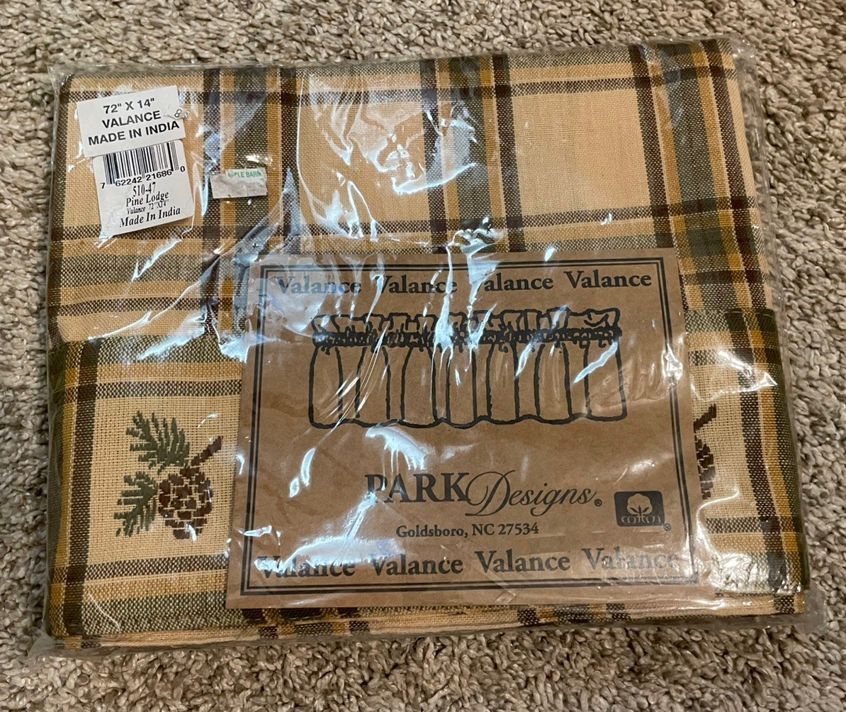 Park Designs VALANCE #510-47 PINE LODGE 72×14″ Brown/Green/Beige Plaid New!