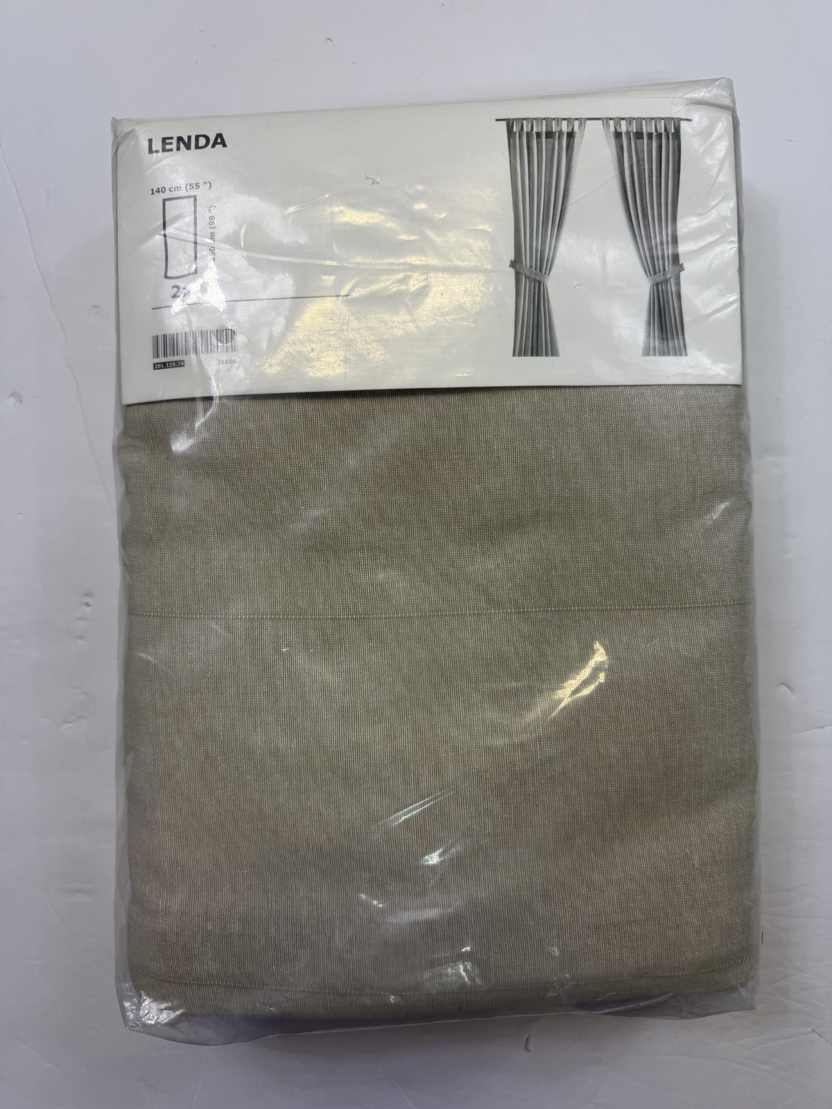 NEW Ikea LENDA Curtains 2 Panels Top Tabs Tie-Backs 55″x98″ Light Beige/Natural