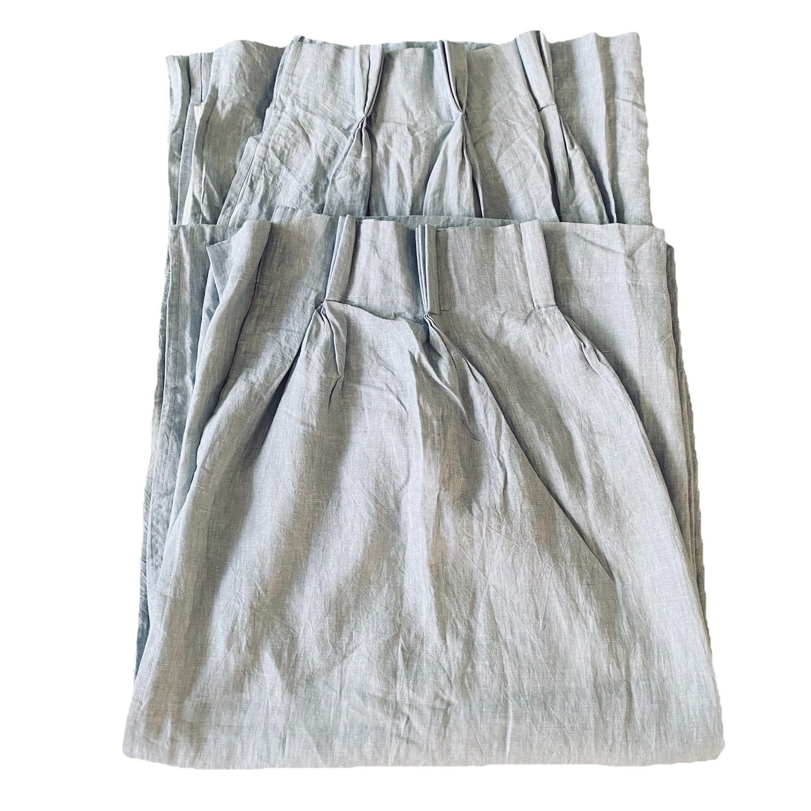 Pure Luxury Linen Drapes Curtains Panels Set of 2 Gray Lined 27×96″