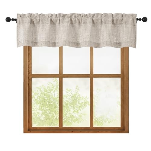 Valances for Windows 1 Pcs, Light Filtering 60″W x 12″L (Pack of 1) Linen