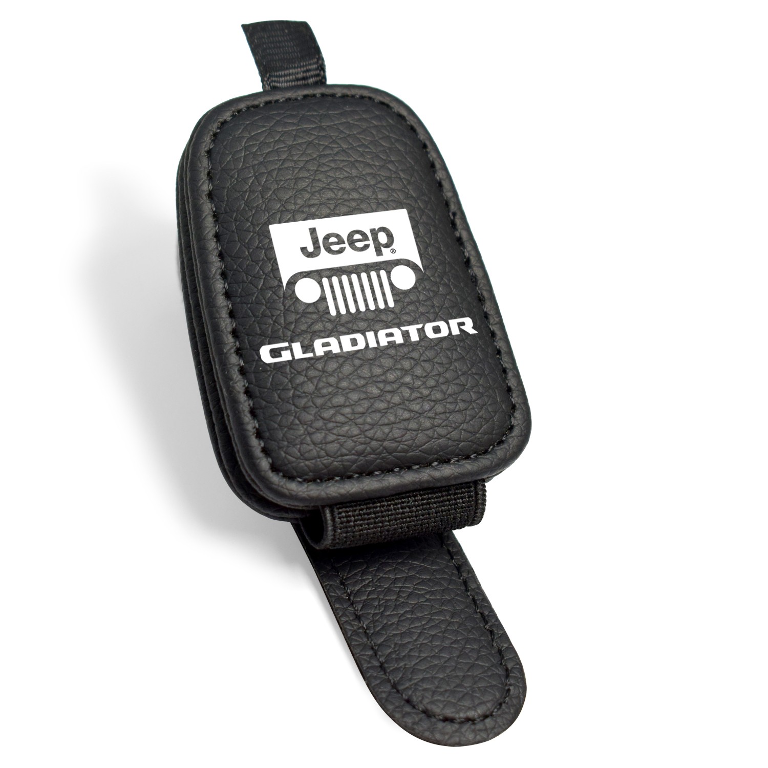 Jeep Gladiator Rectangle Black Leather Magnetic Sunglass Sun Visor Holder