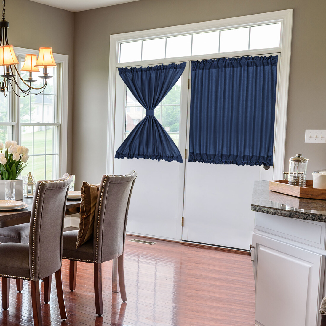 Elegant Room Blackout Curtains Rod Sliding Window Door Panel Darkening Drapes