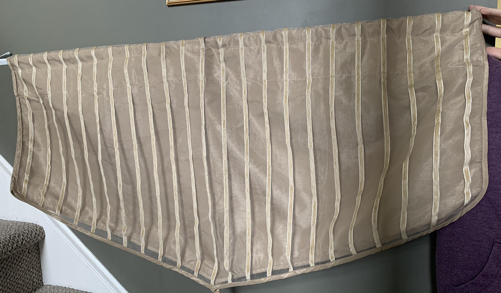 Chris Madden Light Tan/golden with Layered Sheer Overlay Ascot Style valance