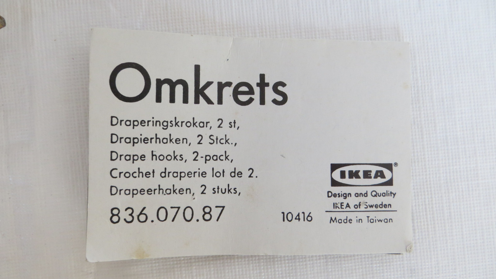 GOLD Drape Hoops (Tie-backs) for curtains Omkrets Ikea NEW 2-Pack
