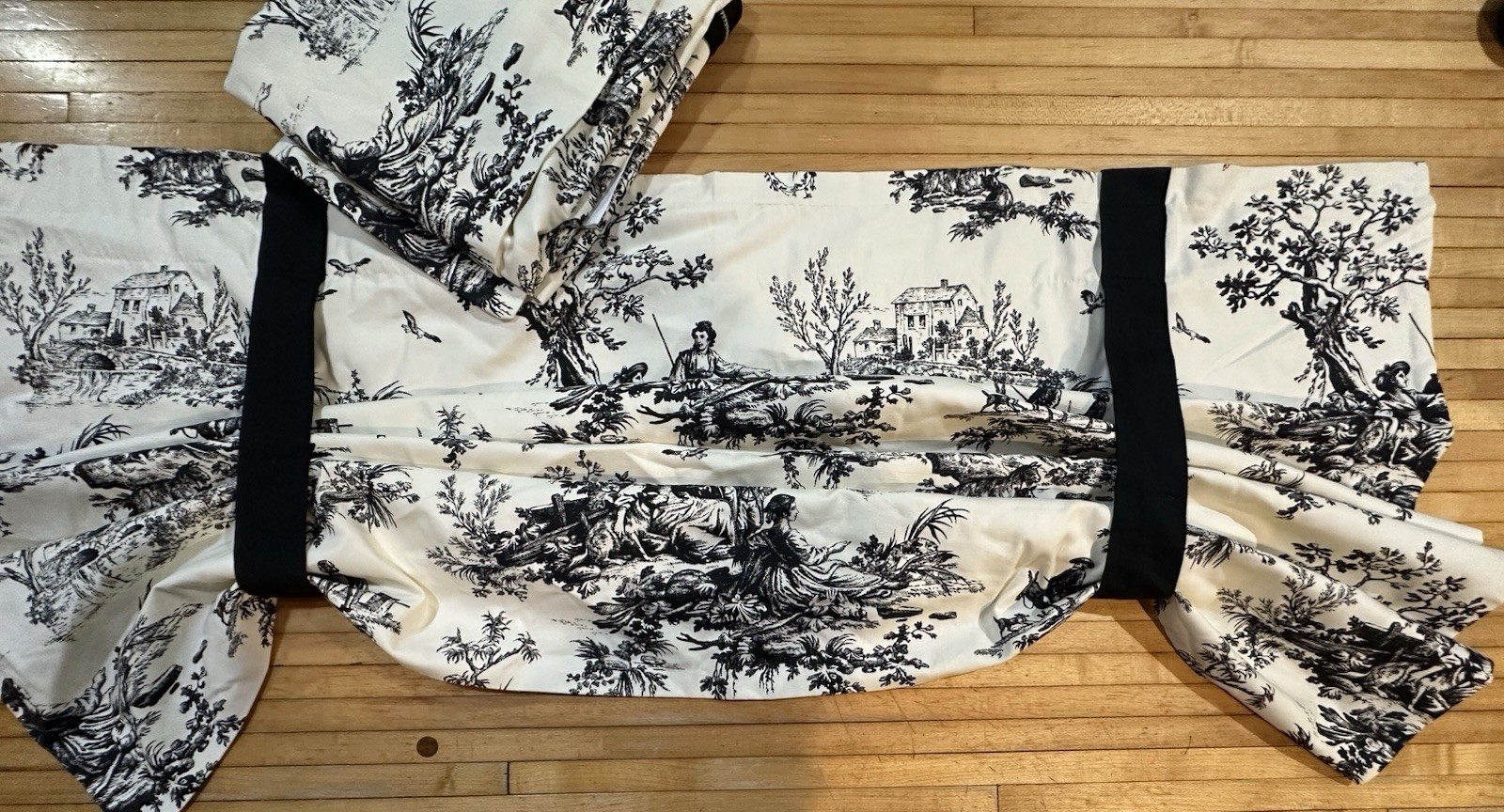 Pair Custom French Country Toile De Jouy Valance Roman Curtains 51” W X 42 L