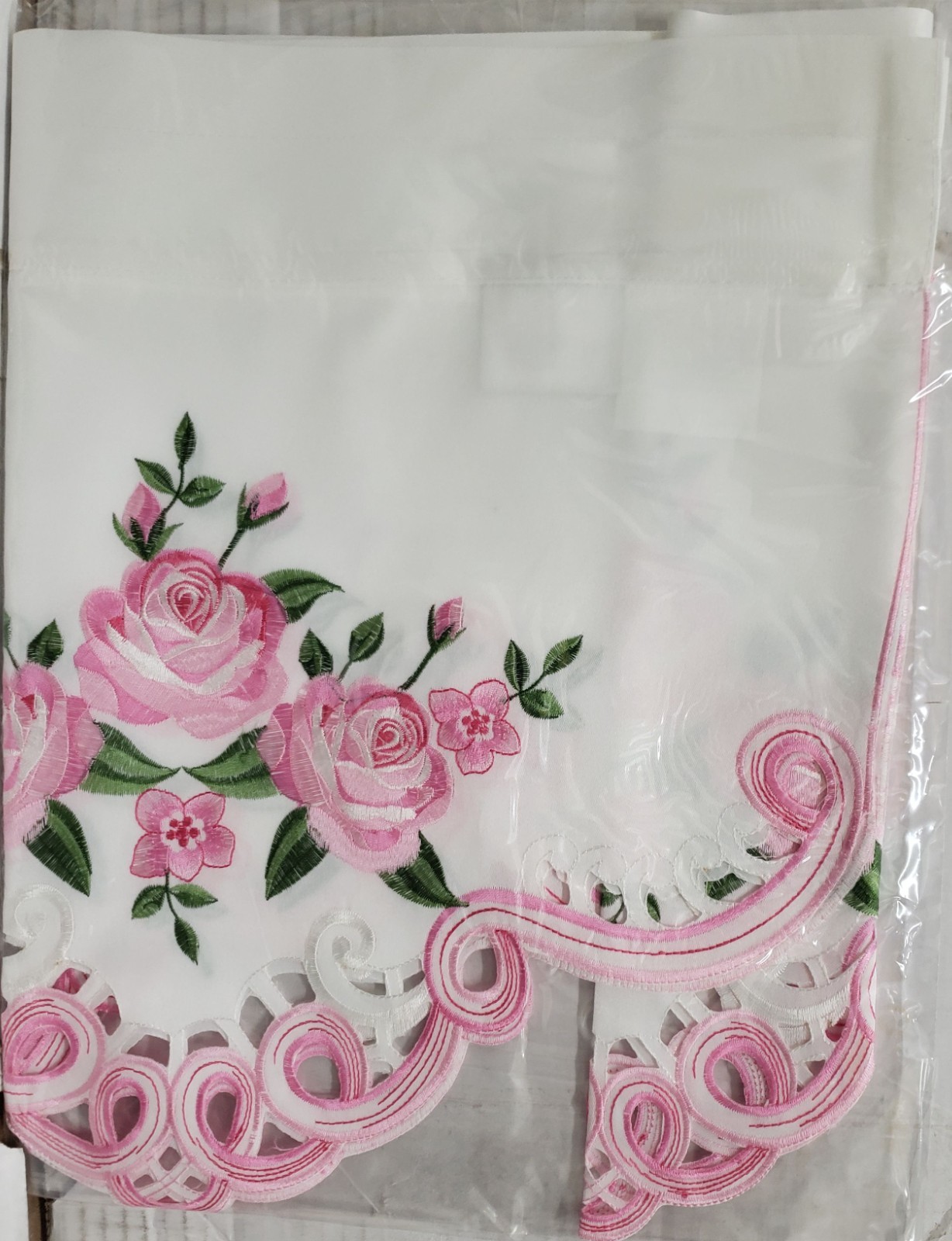 1 Fabric Embroidered Lace Valance (16.25″Lx58″W) FALL,LEAVES & ACORNS BORDER, CE
