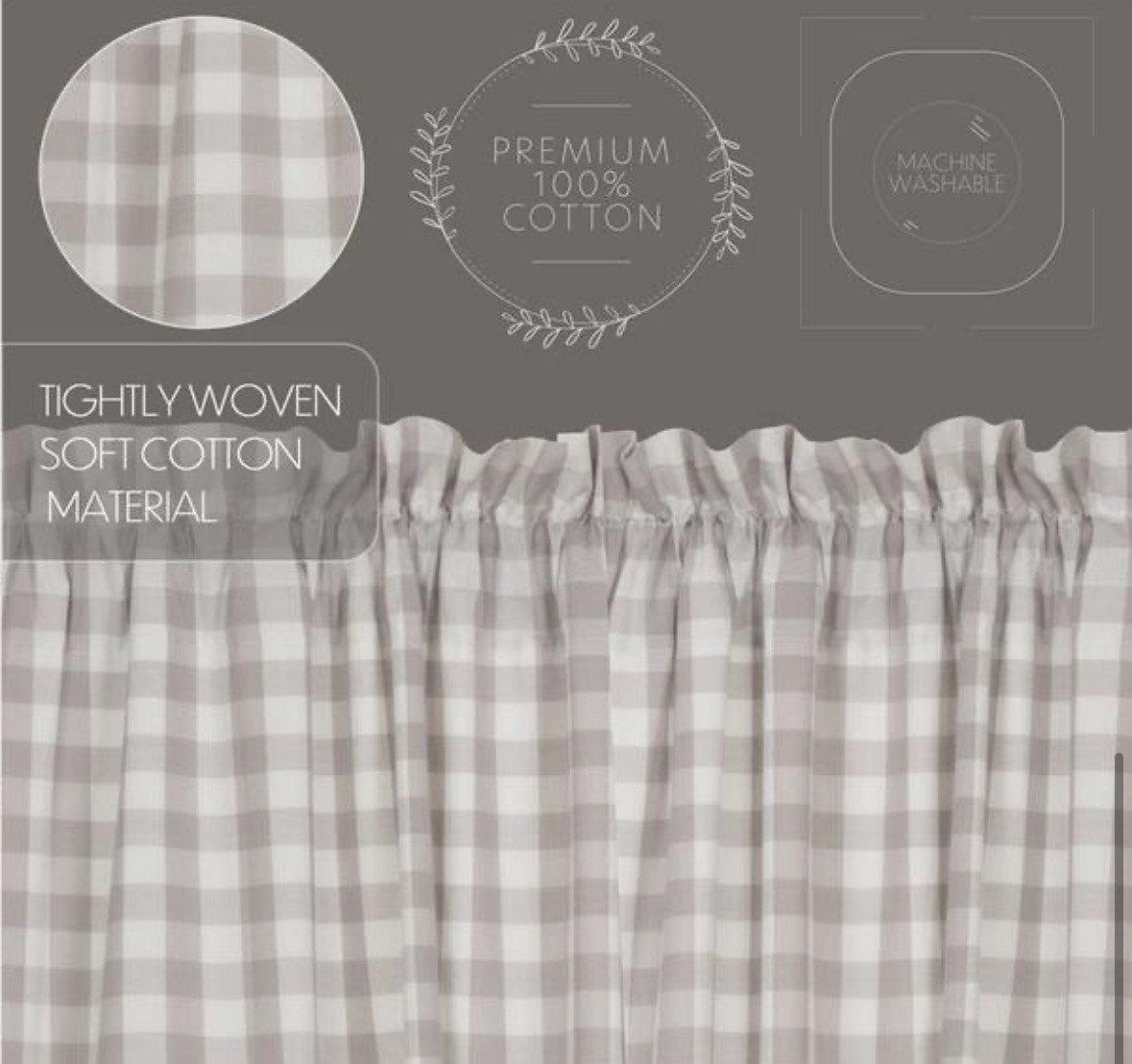 Annie Buffalo Check 72 In. W X 16 In. L Cotton Straight Edge Rod Pocket Farmhous