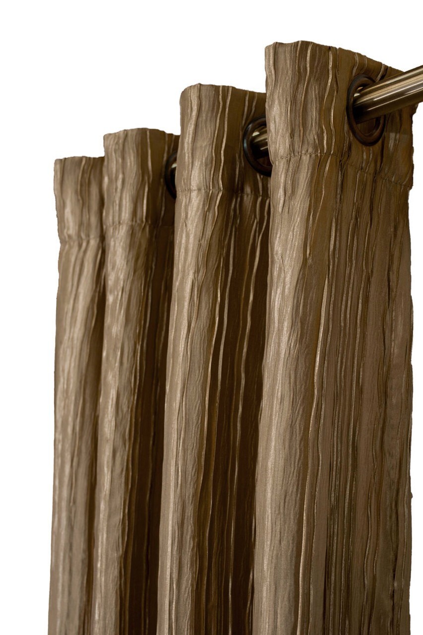 Shikma Light Brown Look DRAPE Crushed Fabric, with lining 60 x 96 inch-Panel
