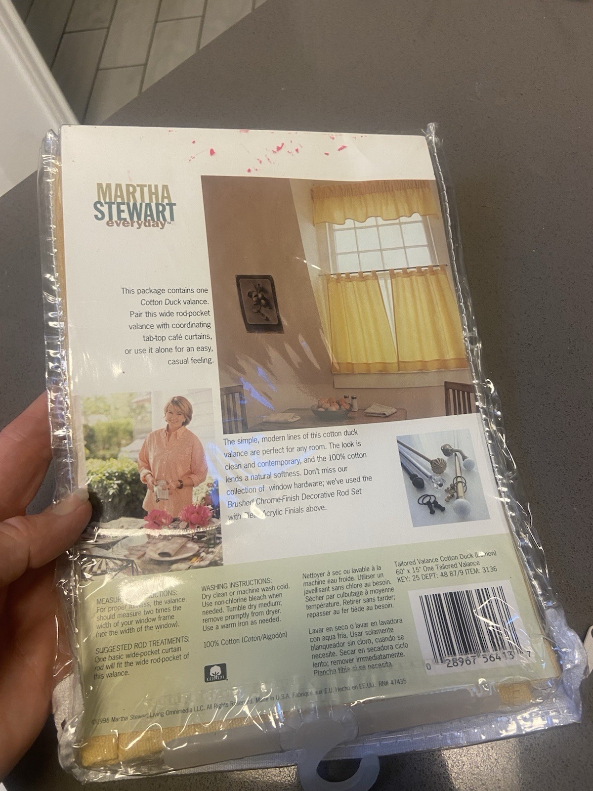 Martha Stewart Window Valance Sheer One Valance 60”W 15” L Cotton Duck Yellow