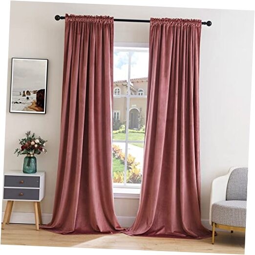 Pink Velvet Curtains Thermal Insulated 52″W x 84″L (Pack of 2) Dusty Rose
