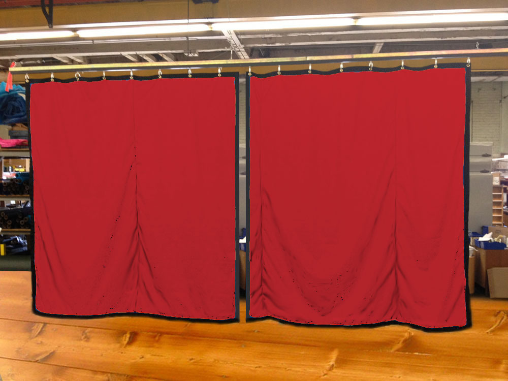 Lot of (2) Red Curtain/Stage Backdrop, Non-FR, 12 H x 11 W