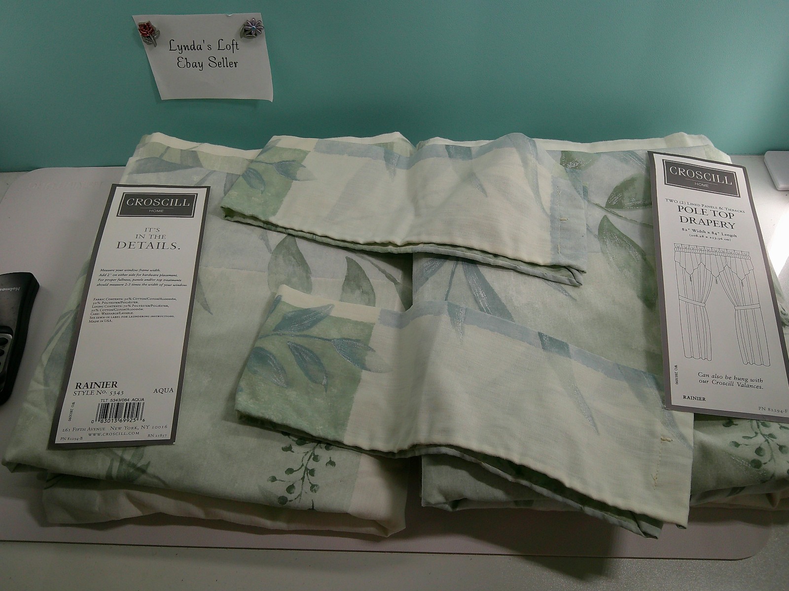 CROSCILL Rainier Everest Pole Top Drapery Drapes 82″ x 84″ 2 Lined Panels 5343