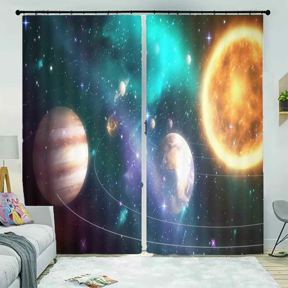 Orange Device Reprint 3D Curtain Blockout Photo Printing Curtains Drape Fabric