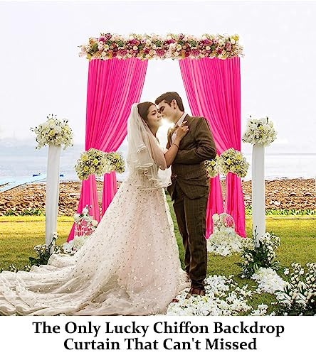 Hot Pink Chiffon Backdrop Curtain-2 Panels 29″x96″ Wedding Sheer Backdrop