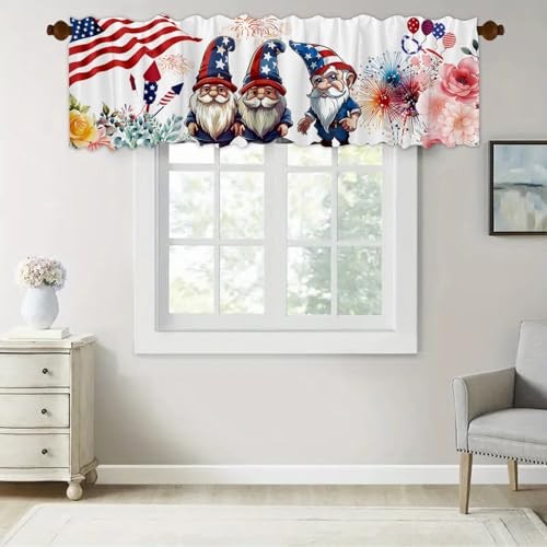 Independence Day Flag Window Treatment Valances Blue Red Star American White