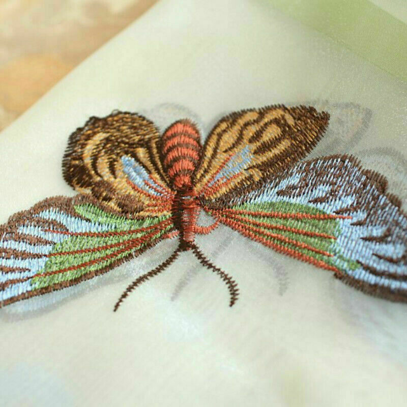 Sheer Window Curtain Tulle Roller Blind Butterfly Embroidered Kitchen Balcony Home