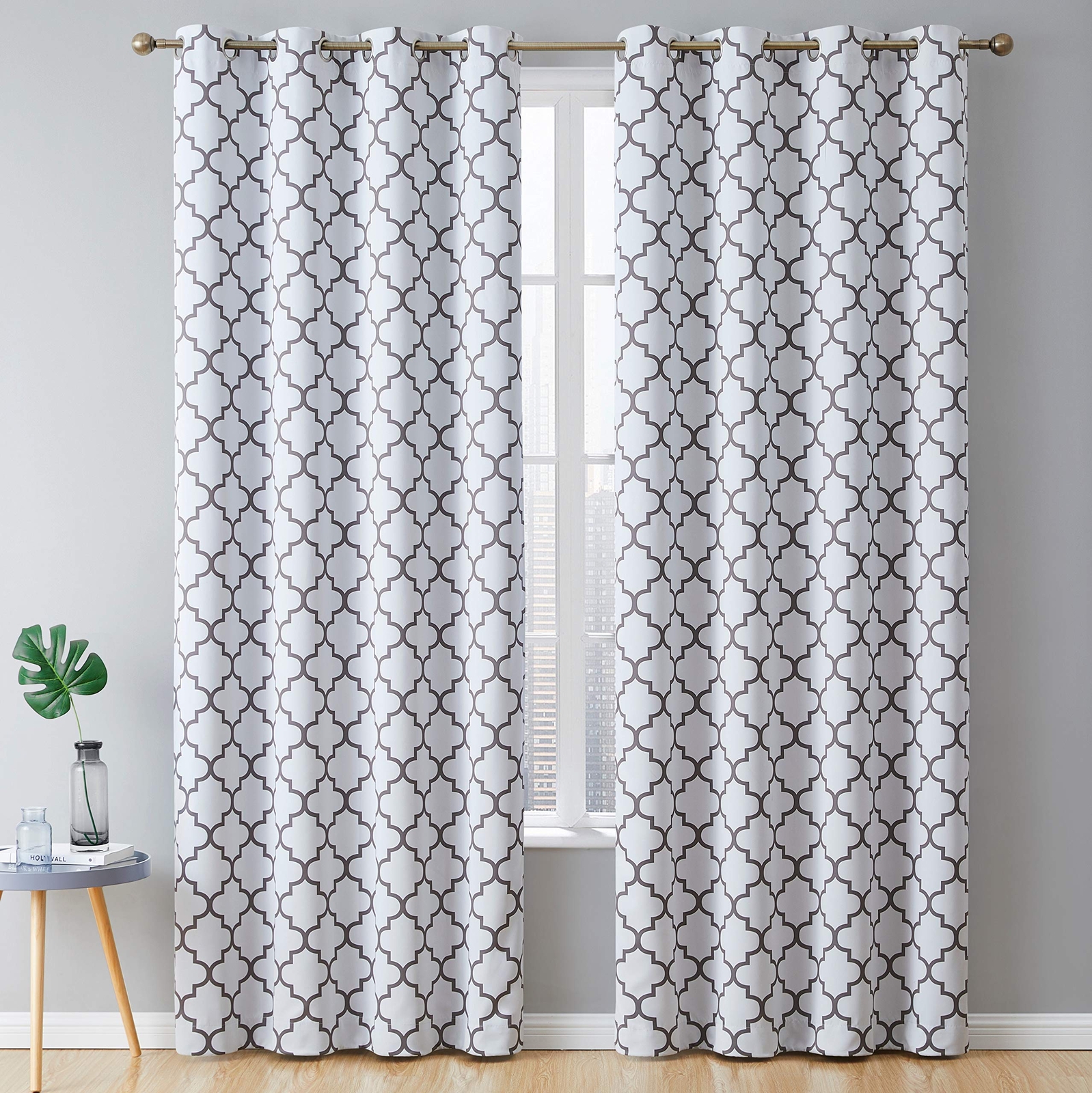 HLC.ME Lattice Print Moroccan Thermal Blackout Curtains 84 Inch – Privacy Sha…