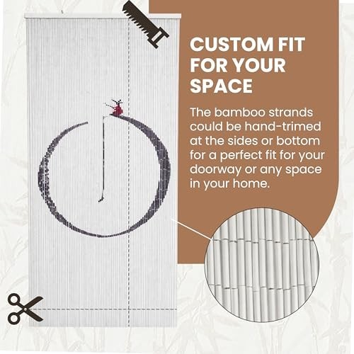Vietbud Bamboo Beaded Door Curtain Room Divider, Natural Decor