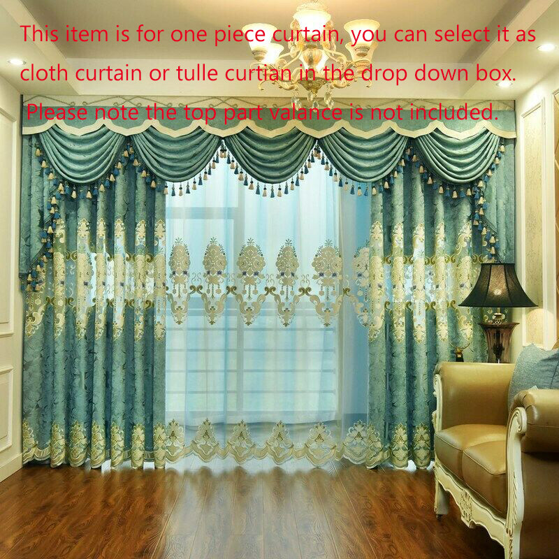 1PC Chenille Blackout Curtain for Living Room Embroidery Drape Sheer Tulle Panel