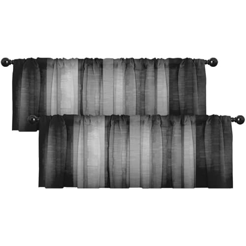 2 Pack Dark Grey Valances Window 52″W x 18″L (Pack of 2) Abstract Stripes Grey