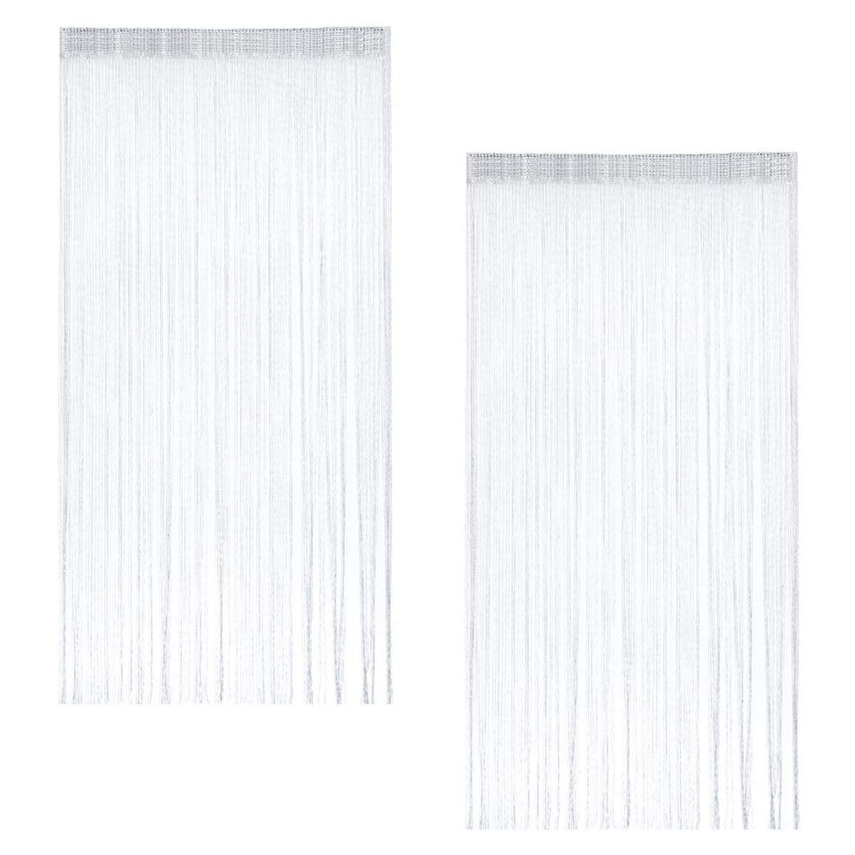 EXIN STRETCHING 2 Piece Thread Curtains White Set, 100 x 200cm Thread Curtains, Thread G…