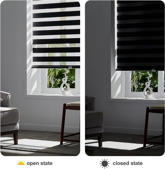 METechs Manual On Sale Zebra Blinds Shades Manual — Cordless, Black, Polyester