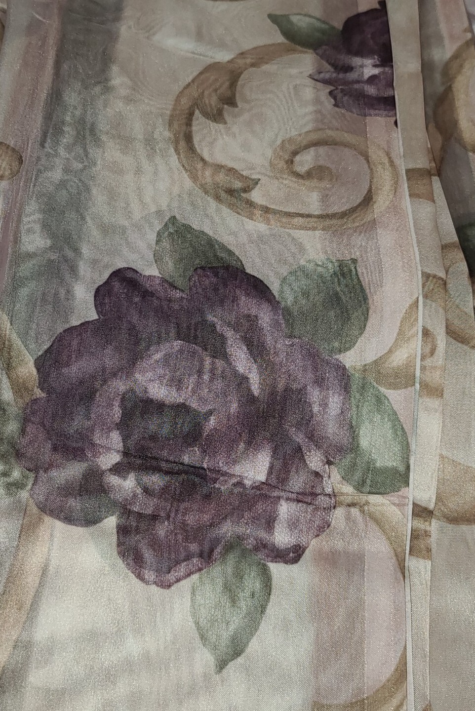 1 CROSCILL Chambord Cassis Rose Floral 60×84 Semi-Sheer Drapery Panel “Awesome”