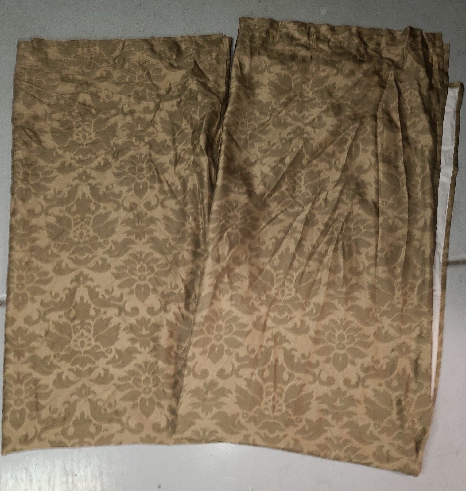 Pottery Barn «Bronze Damask Silk» Drape Panels 50 X 96 – 2 panels