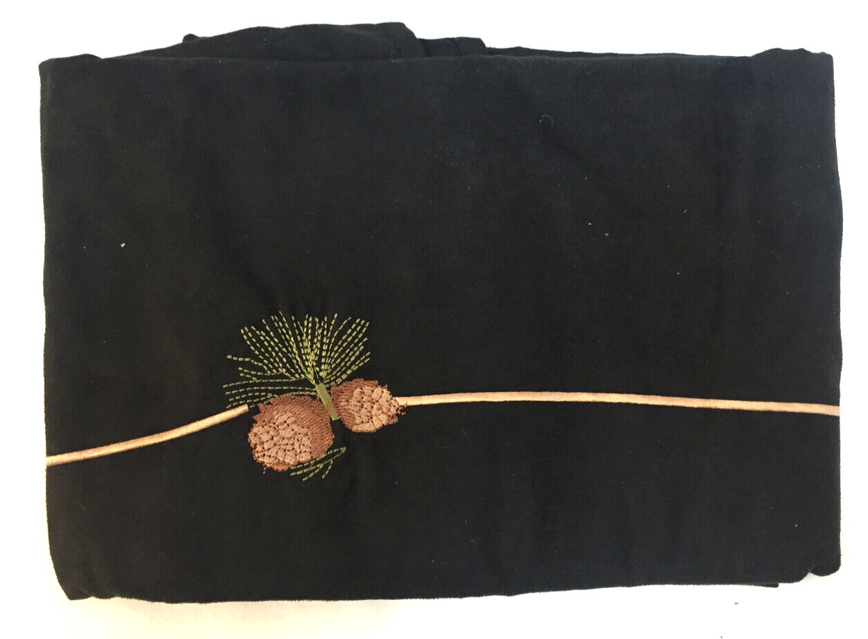HiEnd Accents «Black Pine» Valance 84″ X 18″ Black Embroidered Pinecones
